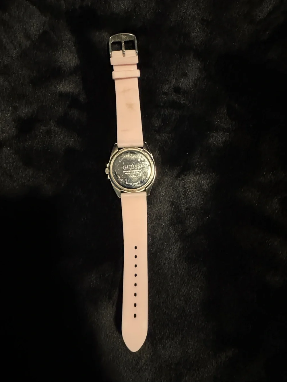 GUESS Pink Silicone Strap Watch with Crystal Bezel